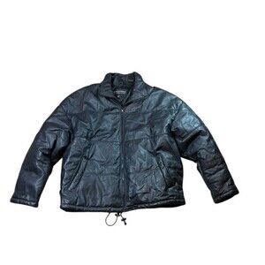 Wilsons Leather Mens Size Medium Puffer Style Jacket Full Zip Vtg Y2K RARE